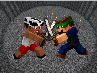 マイクラッチ教材の作品例「マイクラコロシアム!」のゲーム画面